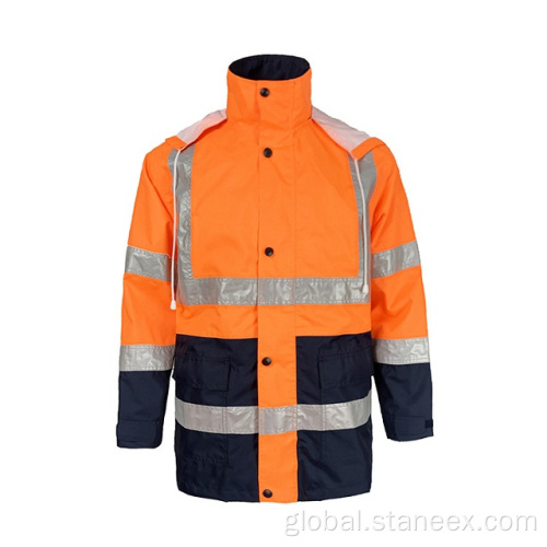 China Class-3 HiVis Coverall Breathable PU Coated Safety Raincoat Supplier